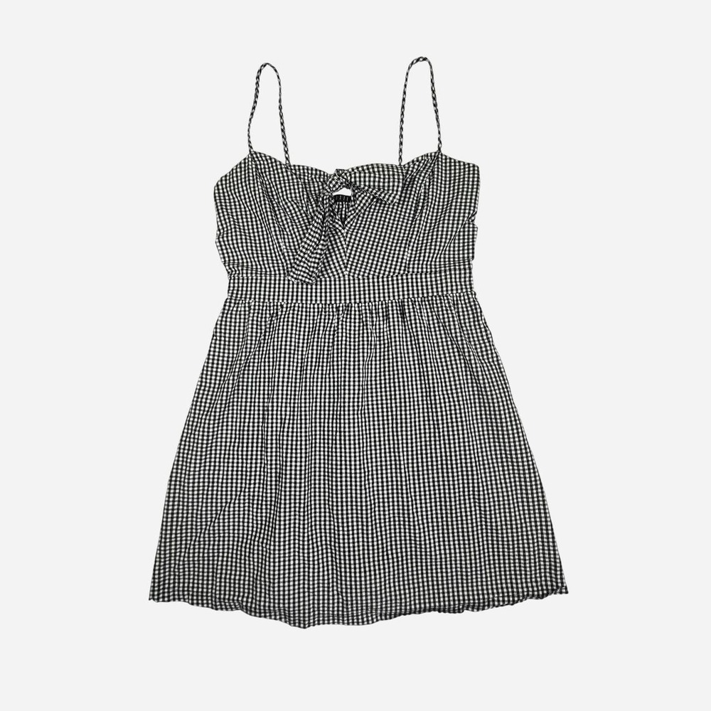 Gingham babydoll milkmaid mini summer dress / LG / Cotton / cottage, retro